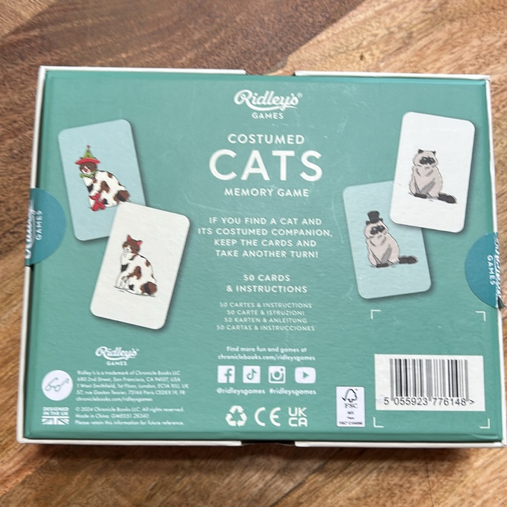 NEW SEALED. RIDLEY’S GAMES - Costumed Cats Memory Game - Ages 6+ - Picture 2 of 3